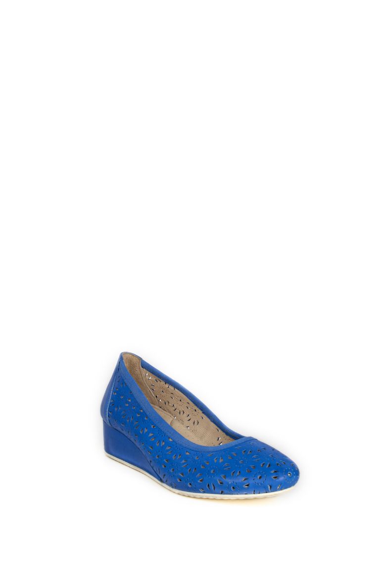 Hakiki Deri  Kadın Yazlık Ayakkabı Mavi resmi