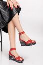 Hakiki Doğal Vageta Deri Topuklu Kadın Sandalet 34-35-41-42-43-44 Numara Kırmızı