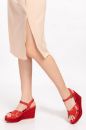 Hakiki Vageta Deri Topuklu Kadın Sandalet 34-35-41-42-43-44 Numara Kırmızı