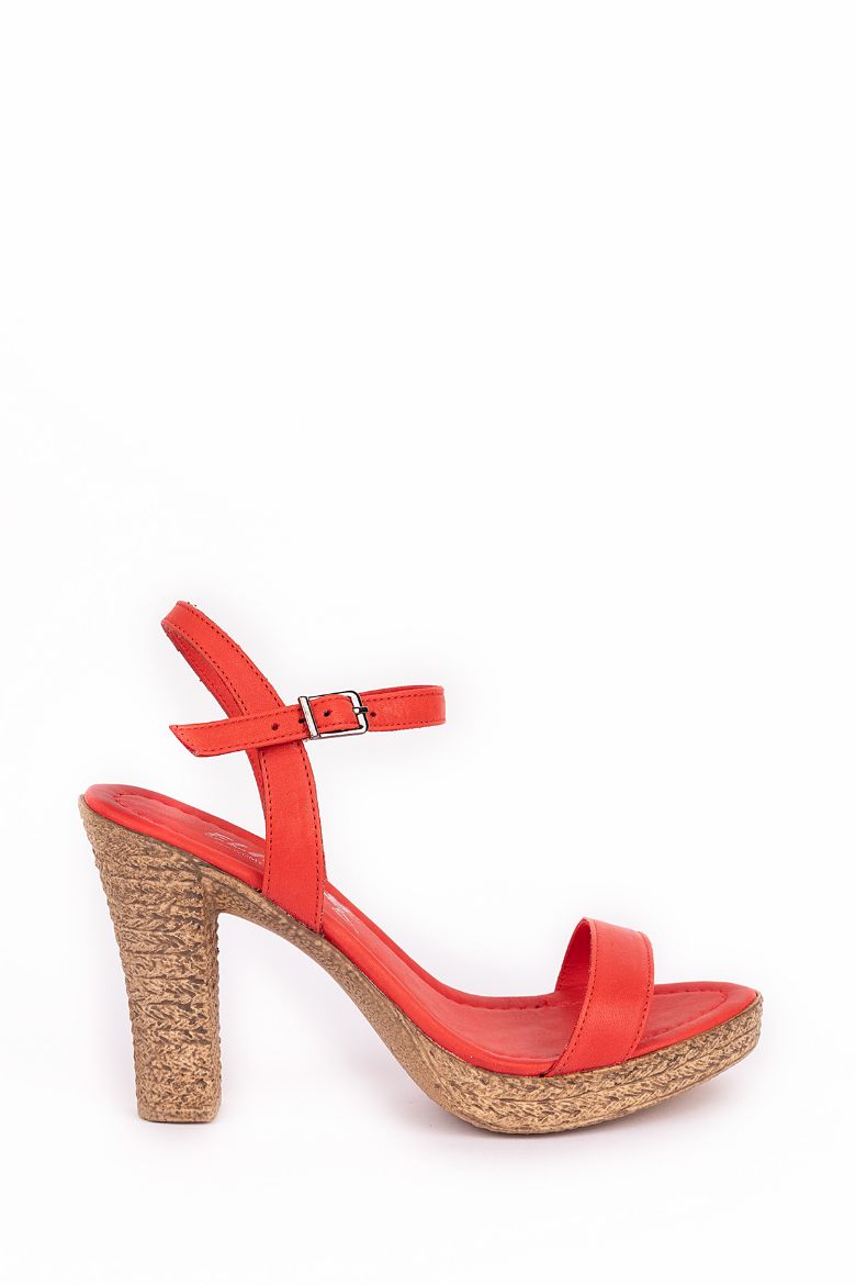 Hakiki Deri Yüksek Topuklu Kadın Ayakkabı Kırmızı resmi