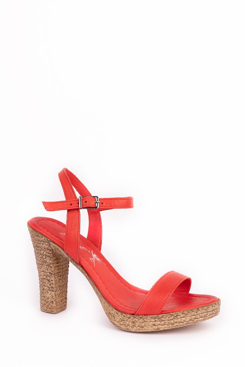 Hakiki Deri Yüksek Topuklu Kadın Ayakkabı Kırmızı resmi