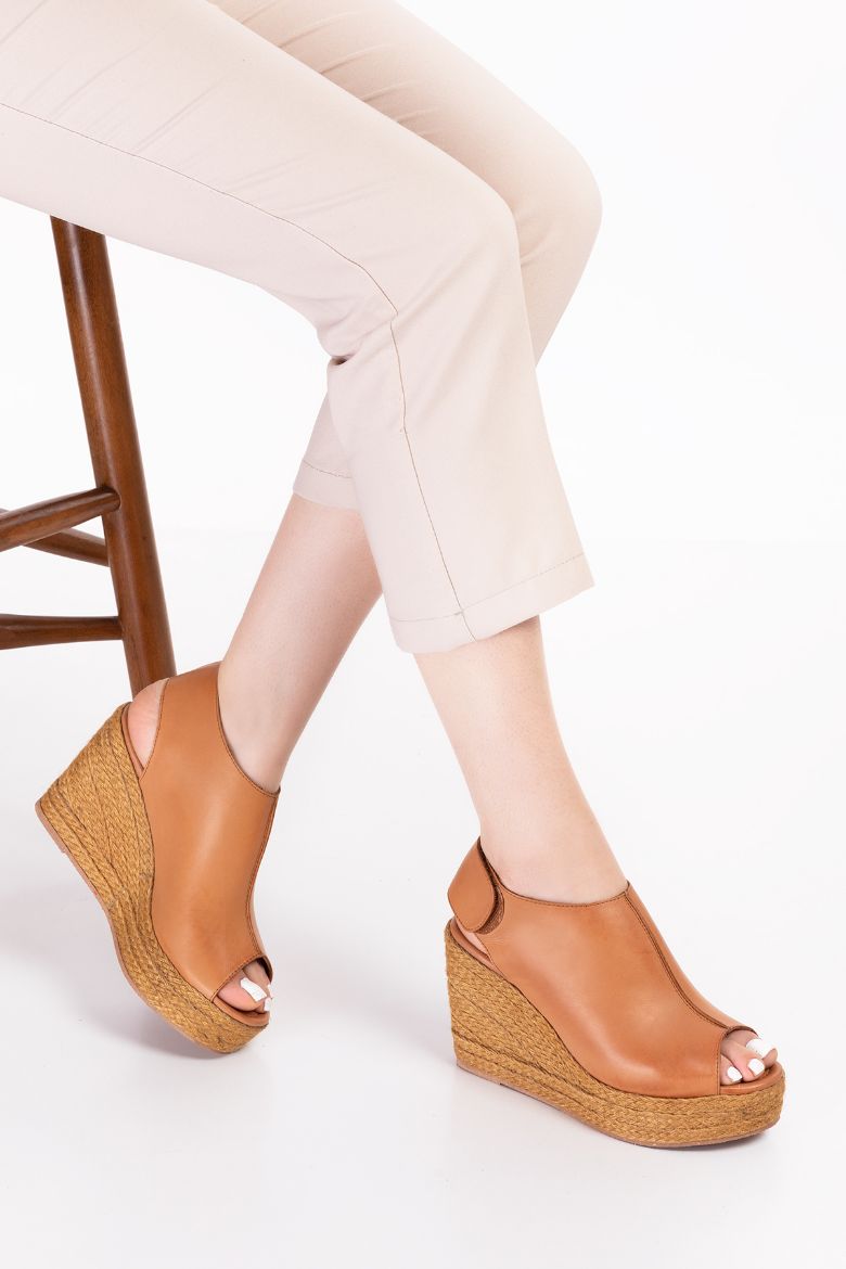 Hakiki Deri Yüksek Topuklu Kadın Ayakkabı 34-35-41-42-43-44 Numara Kahverengi resmi