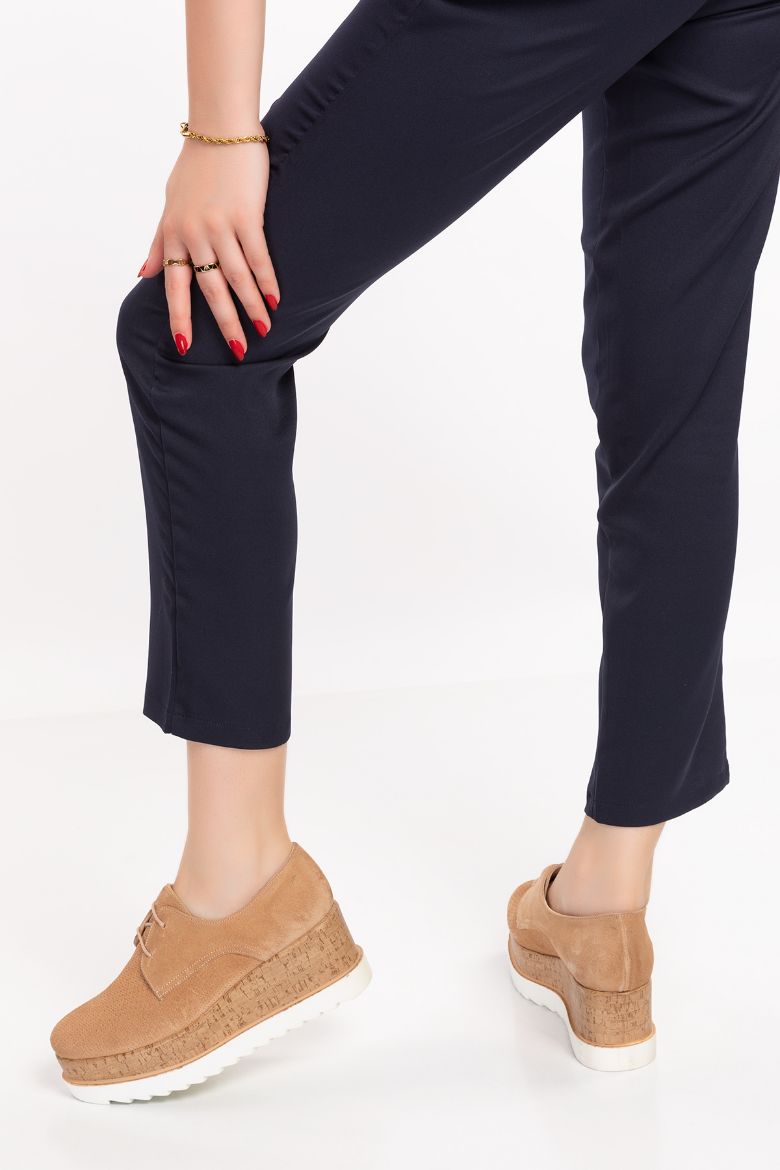  Hakiki Deri  Platform  Oxford Kadın Ayakkabı capıcıono süet resmi