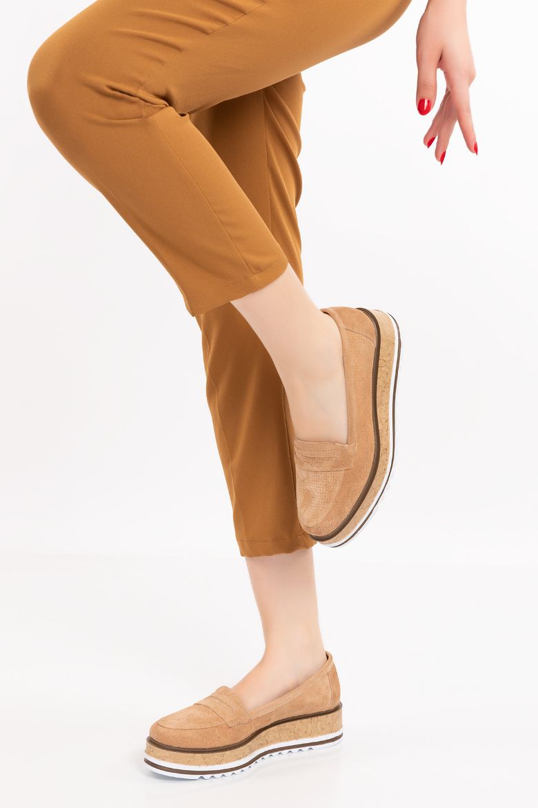 Hakiki Deri Mantar Taban Büyük Numara Kadın Oxford Ayakkabı 41-42 Numara capiciono süet resmi