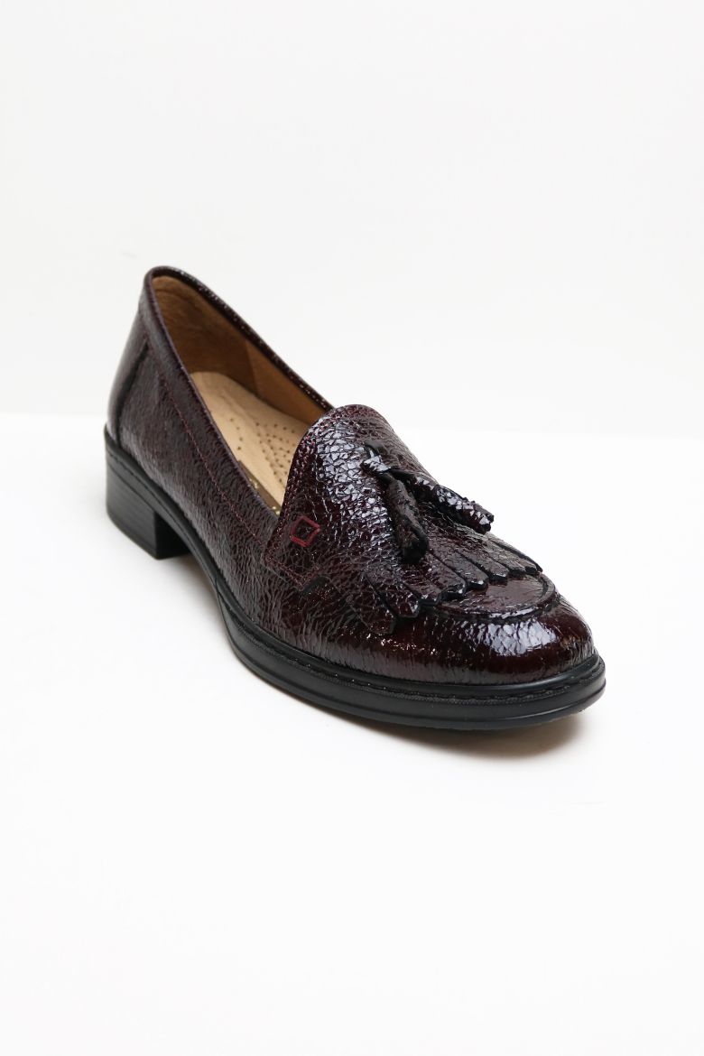 hakiki Deri Bordo Loafer resmi